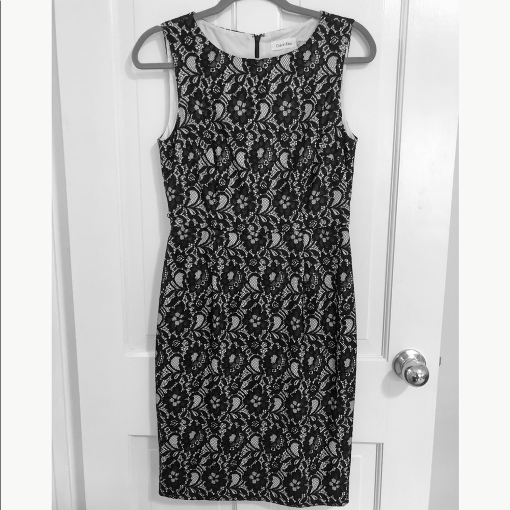 Calvin Klein Black and White Lace Dress